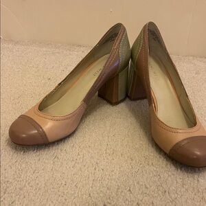 Nine West Tan and Brown Block Heels
